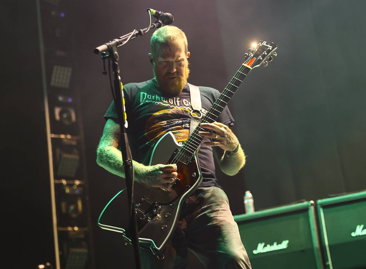 Brent Hinds of Mastodon performs during Psycho Las Vegas at Mandalay Bay in Las Vegas on Friday ...