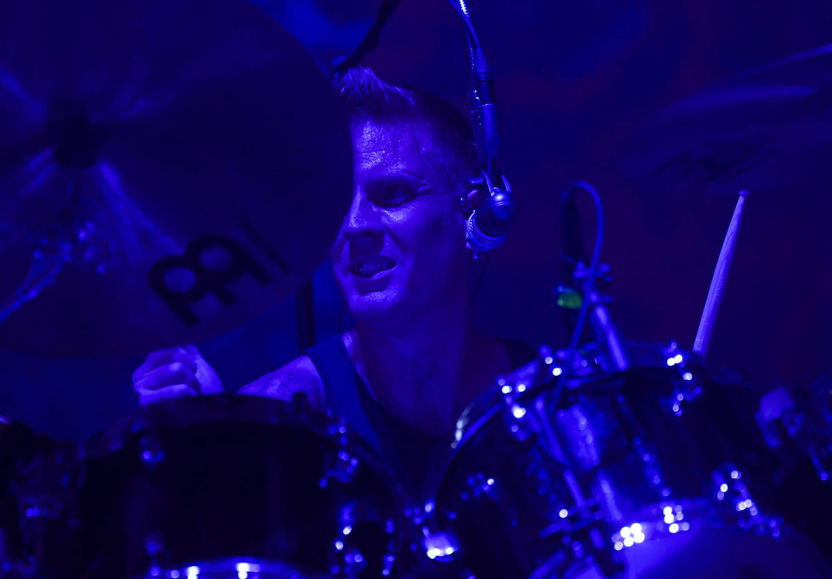 Brann Dailor of Mastodon performs during Psycho Las Vegas at Mandalay Bay in Las Vegas on Frid ...