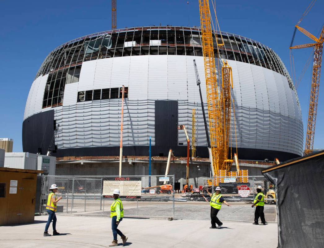 Construction continues on MSG Sphere at The Venetian, on Monday, Aug. 23, 2021, in Las Vegas. ( ...