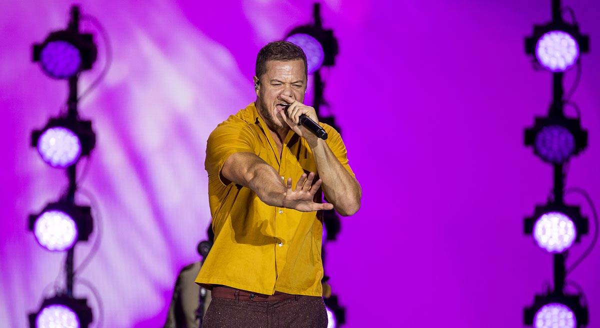 Imagine Dragons frontman Dan Reynolds performs at a Walmart-sponsored "Homecoming Concerts" ser ...