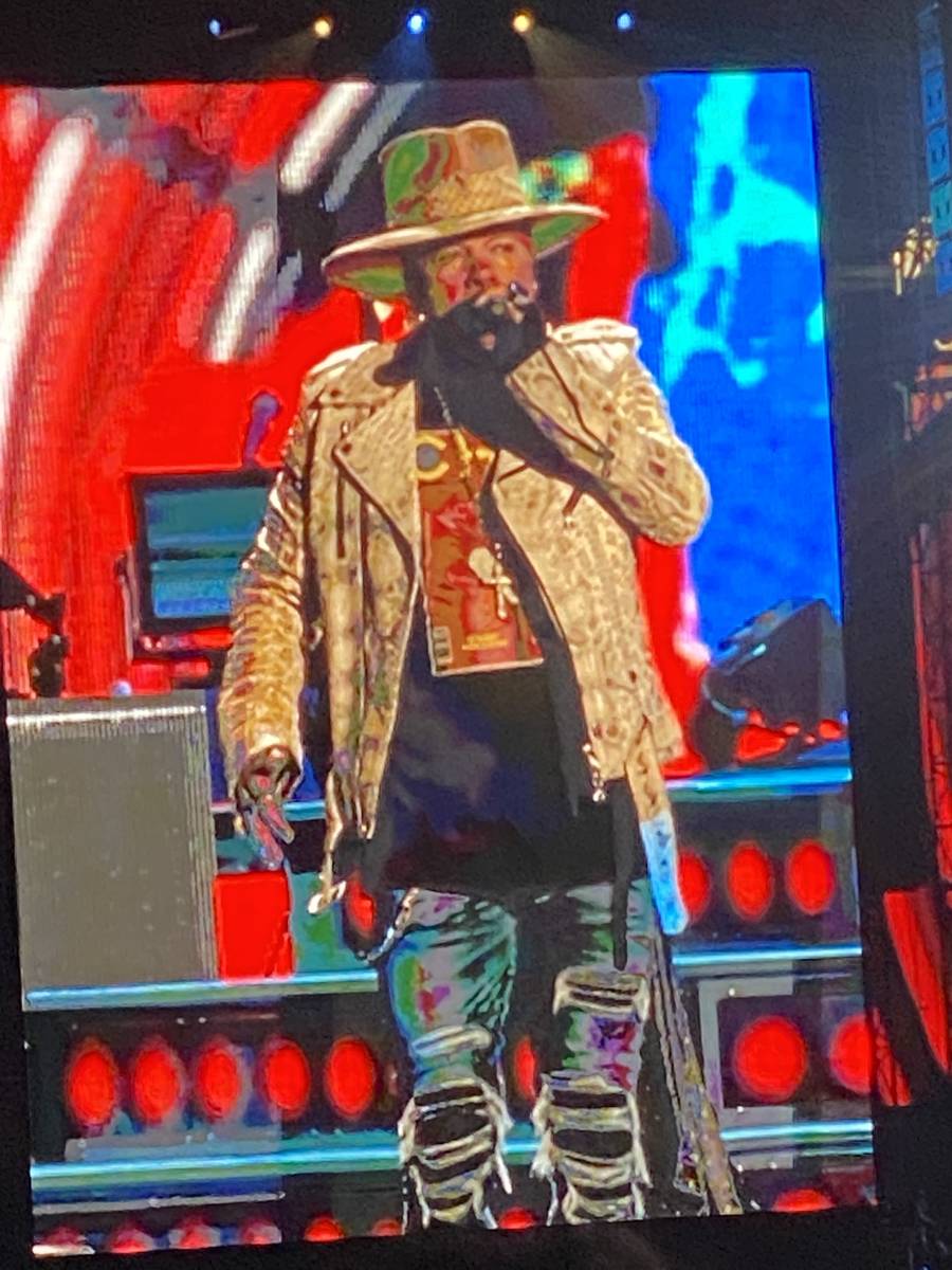 Guns N' Roses plays Allegiant Stadium on Friday, Aug. 27, 2021. (John Katsilometes/Las Vegas Re ...
