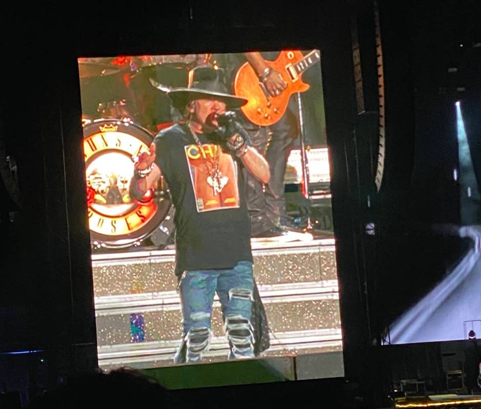 Guns N' Roses plays Allegiant Stadium on Friday, Aug. 27, 2021. (John Katsilometes/Las Vegas Re ...