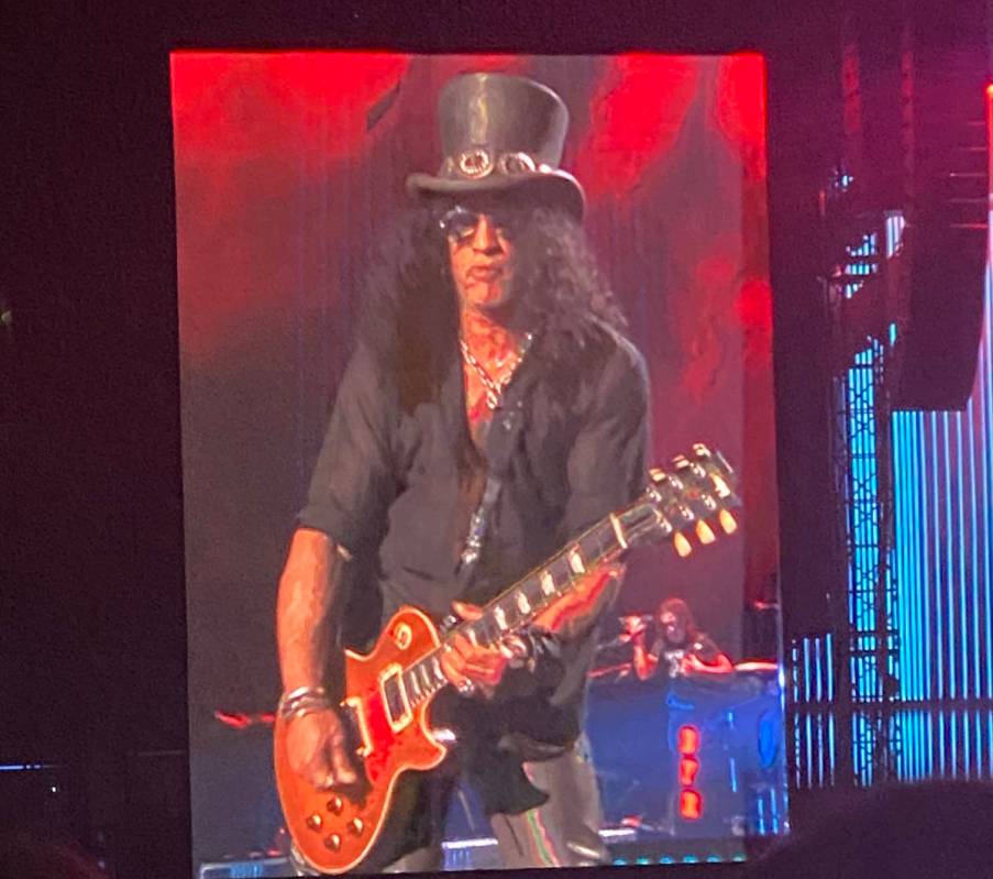 Guns N' Roses plays Allegiant Stadium on Friday, Aug. 27, 2021. (John Katsilometes/Las Vegas Re ...