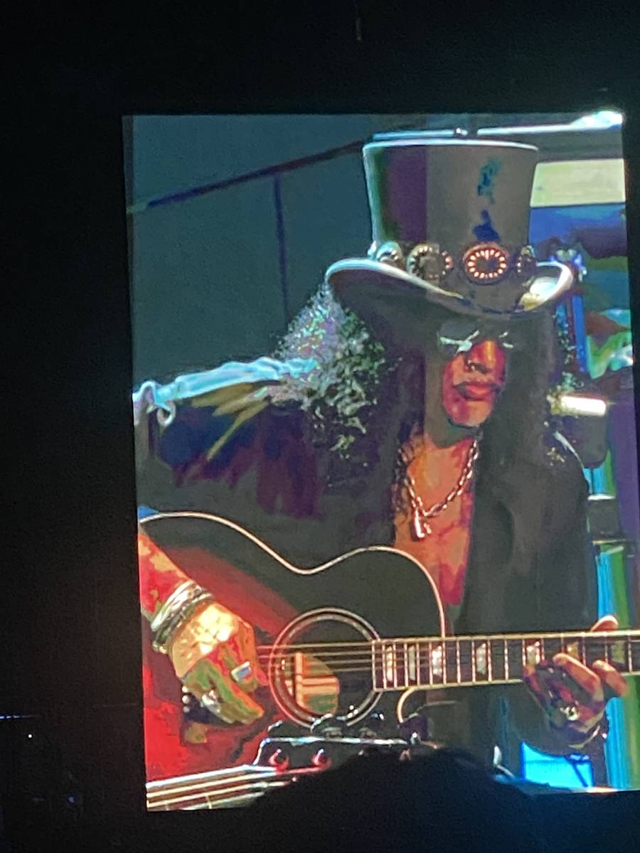 Guns N' Roses plays Allegiant Stadium on Friday, Aug. 27, 2021. (John Katsilometes/Las Vegas Re ...