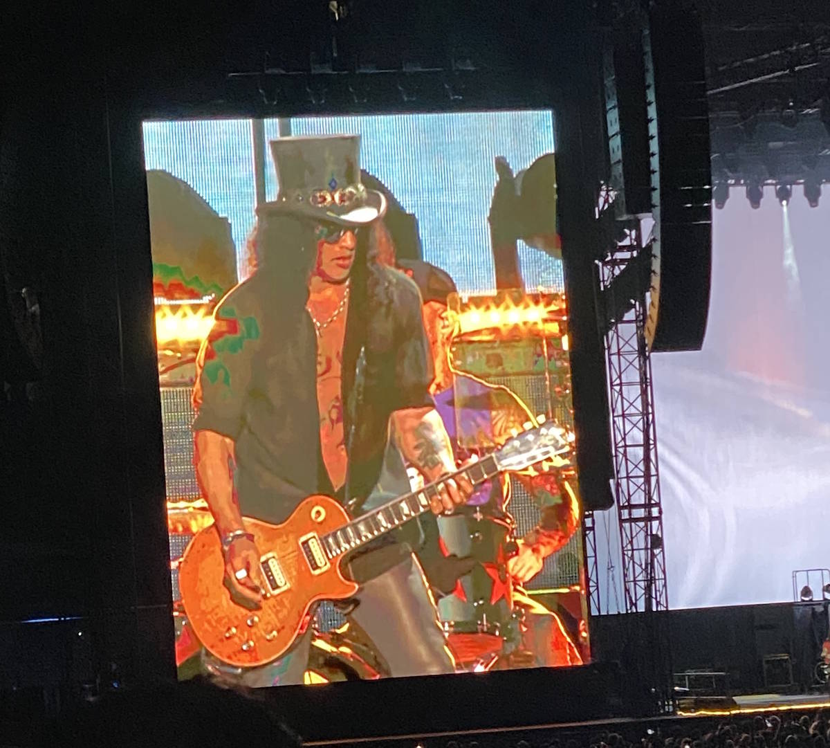 Guns N' Roses plays Allegiant Stadium on Friday, Aug. 27, 2021. (John Katsilometes/Las Vegas Re ...