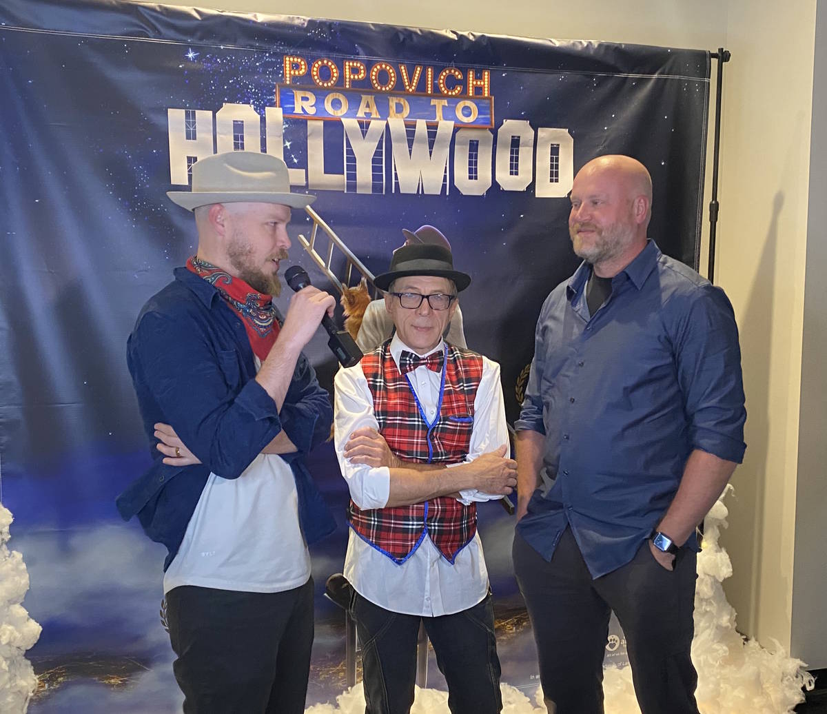 Mike Thompson, left and Jerry Thompson of Light Forge Studios interview Strip headlining circus ...