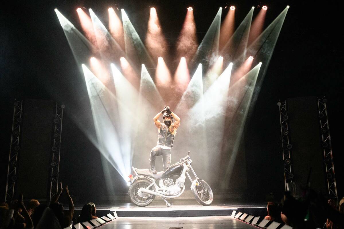 A shot of the motorcycle scene in Chippendales, which has returned to the Rio. (Chippendales)