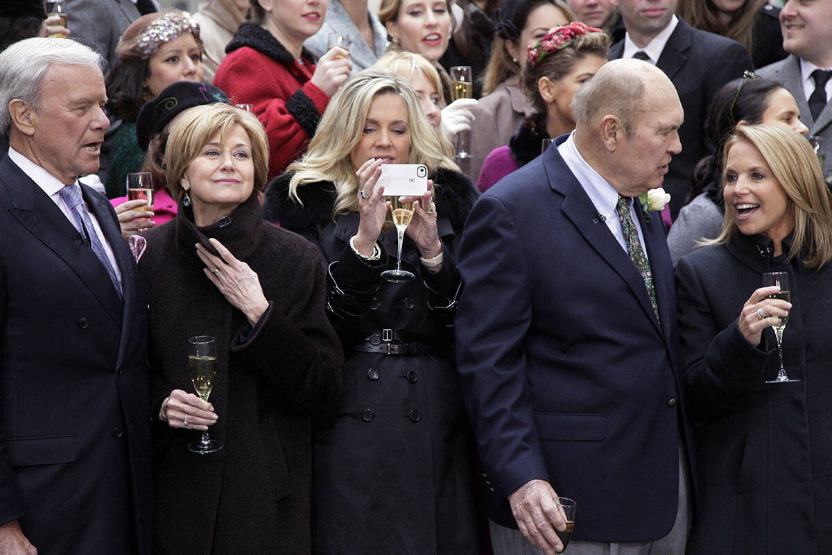 Former NBC "Today" television program hosts Tom Brokaw, left, Jane Pauley, second lef ...