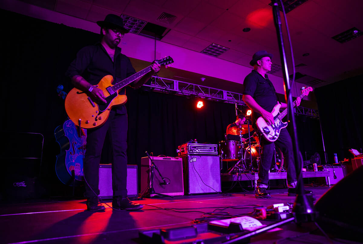 Members of Las Vegas band Shanda & the Howlers perform during the first day of Viva Las Veg ...