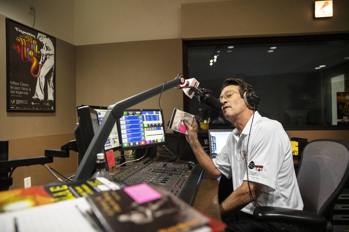 George Lyons broadcasts his radio show "The Lyons' Den" live on KUNV at Greenspun Hal ...