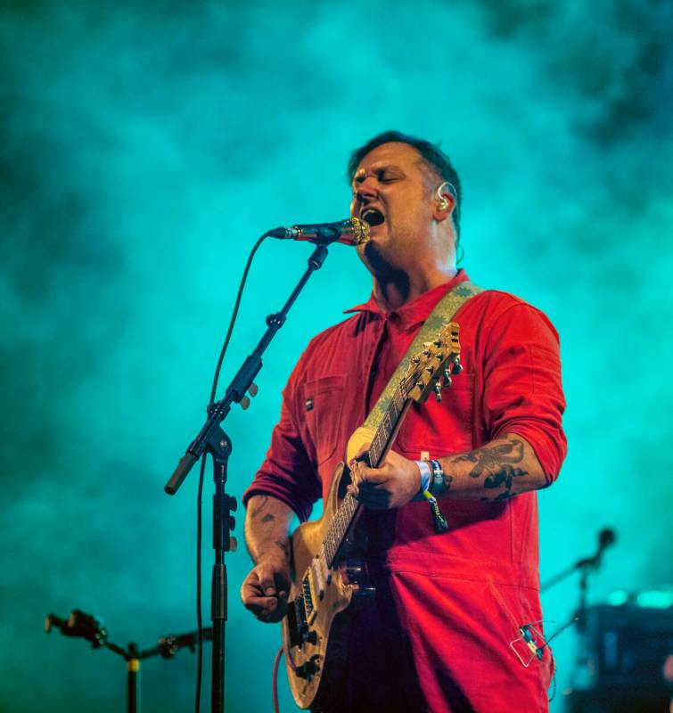 Modest Mouse lead singer Isaac Brock performs with the band on the Downtown Stage during day tw ...