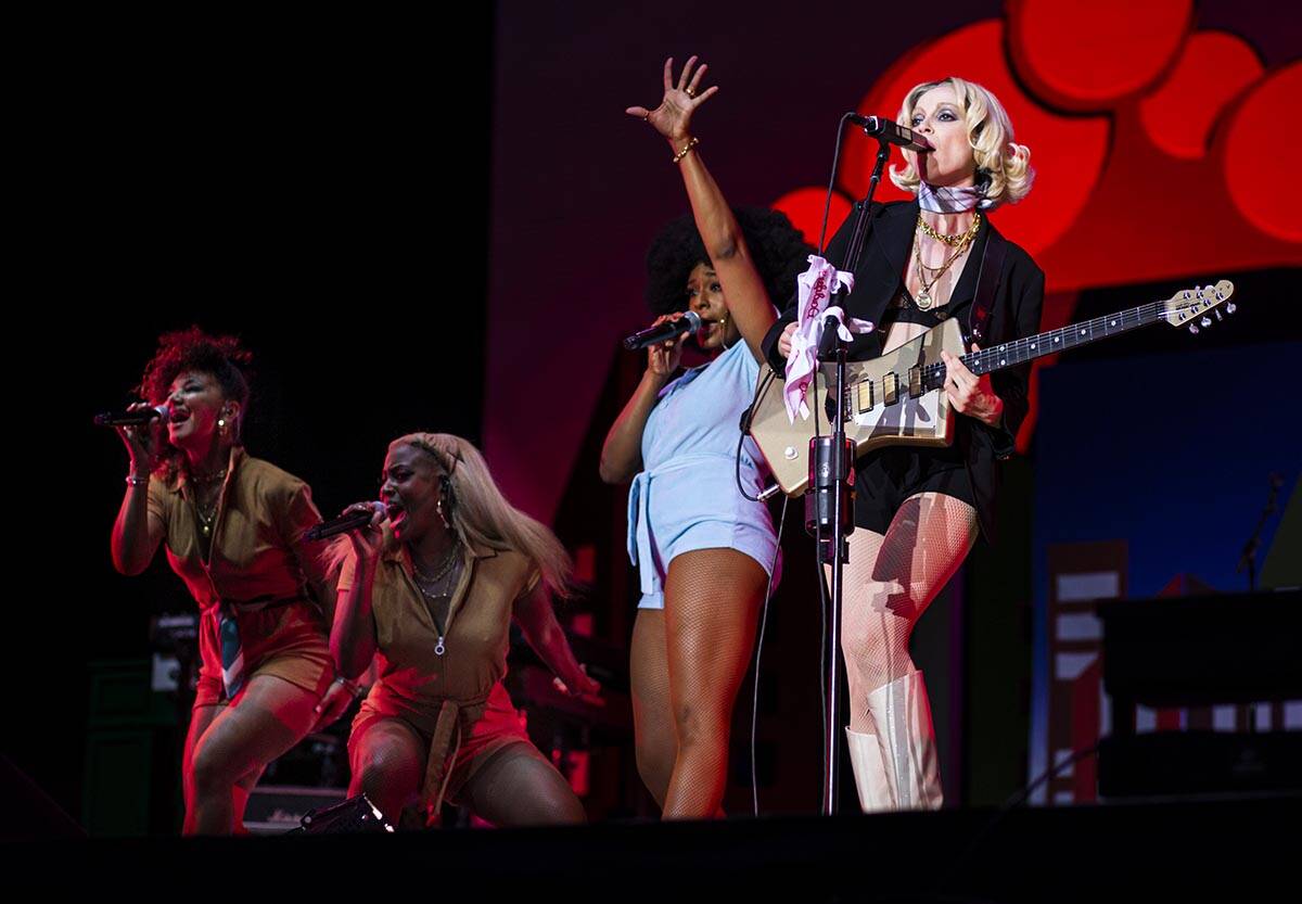 St. Vincent, right, performs at the downtown stage during the final day of the Life is Beautifu ...