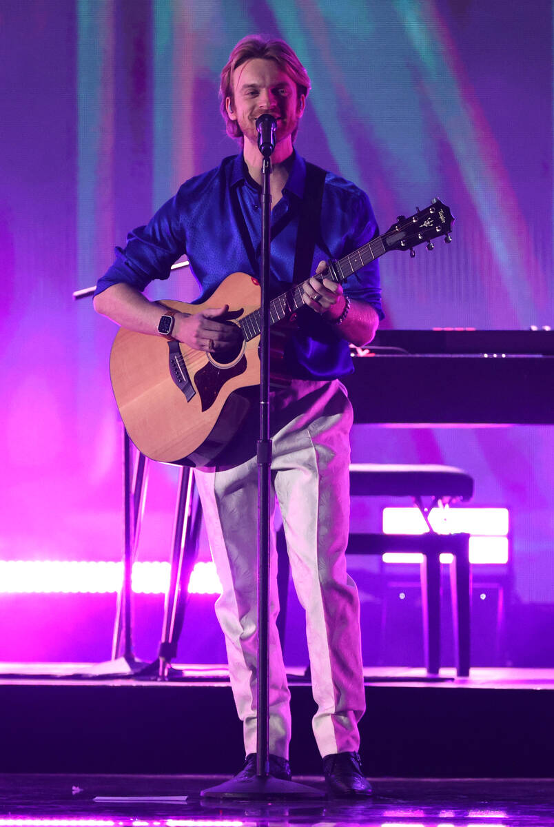 LAS VEGAS, NEVADA - SEPTEMBER 17: Finneas performs onstage during the 2021 iHeartRadio Music Fe ...