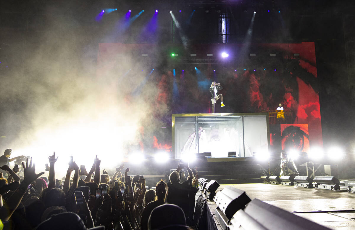 Young Thug performs at the downtown stage during the final day of the Life is Beautiful festiva ...