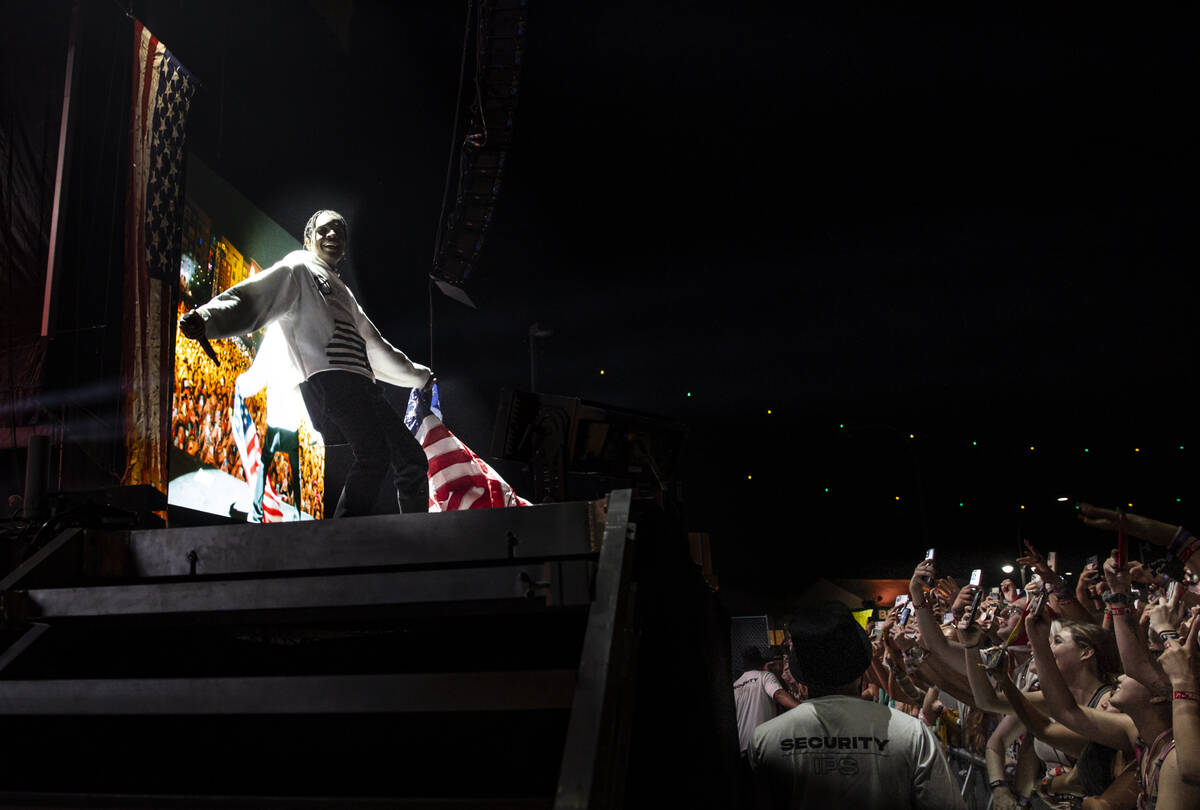 ASAP Rocky performs at the Bacardi stage during the final day of the Life is Beautiful festival ...