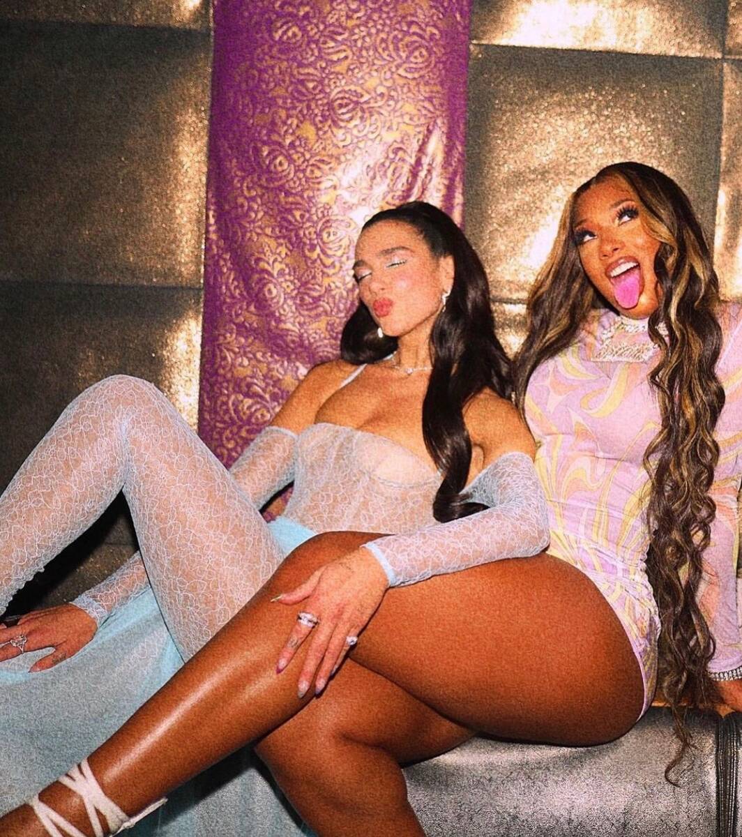 Dua Lipa, left, and Megan Thee Stallion are shown at Marquee Nightclub at The Cosmopolitan of L ...