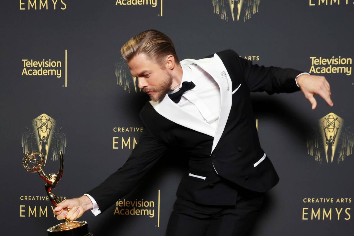 Derek Hough, winner of the Emmy for outstanding choreography for variety or reality programming ...