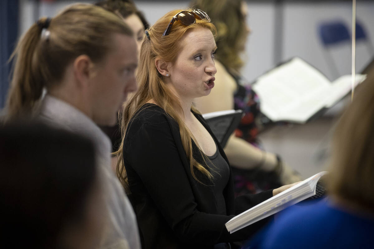Kayla Wilkens sings during an opera rehearsal of "The Ghosts of Gatsby" at the Super ...