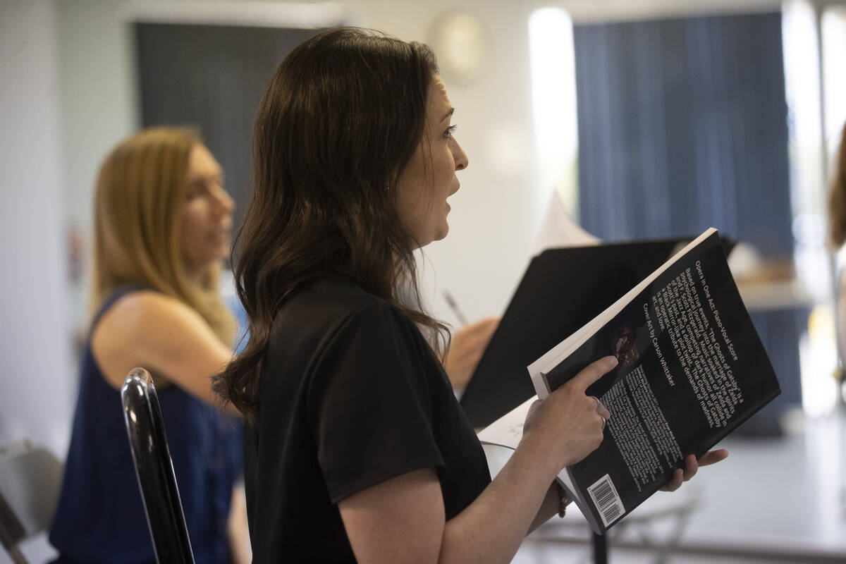 Athena Mertes sings during an opera rehearsal of "The Ghosts of Gatsby" at the Super ...