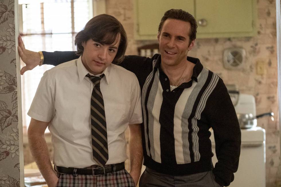 Michael Gandolfini as teenage Tony Soprano and Alessandro Nivola as Dickie Moltisanti in “The ...