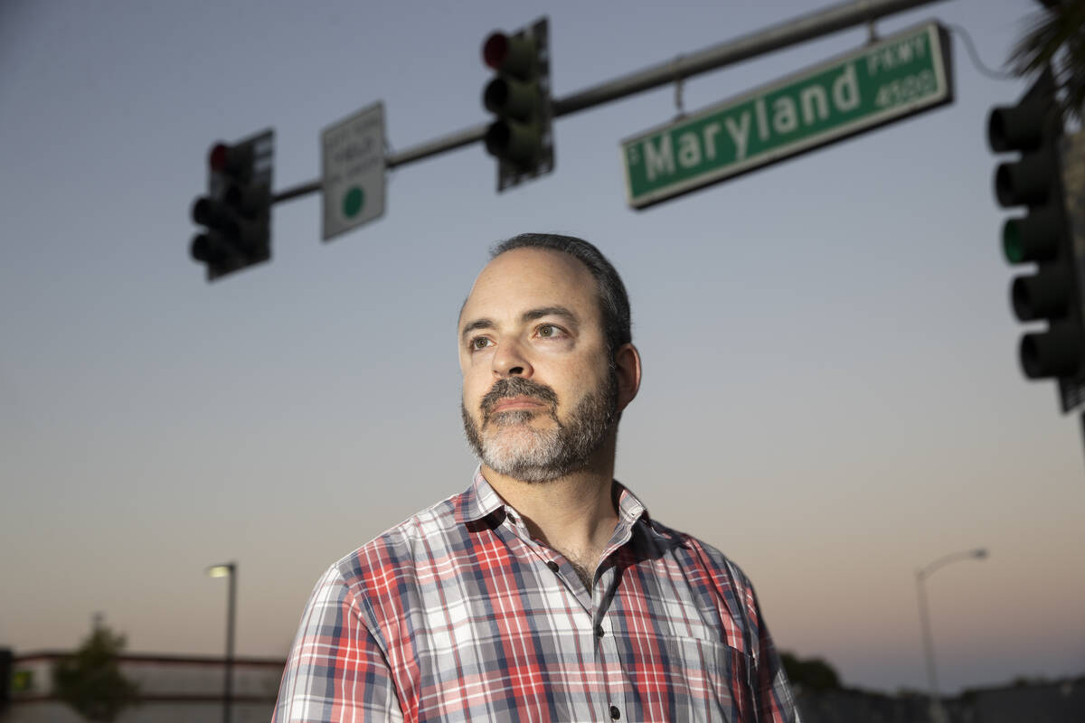 Filmmaker Pj Perez poses for a portrait on Maryland Parkway near the UNLV Student Union in Las ...
