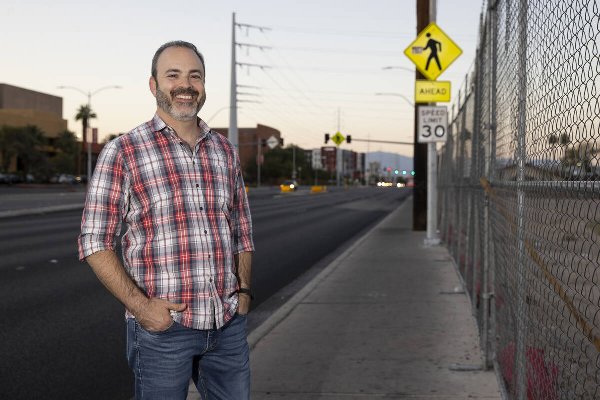 Filmmaker Pj Perez poses for a portrait on Maryland Parkway near the UNLV Student Union in Las ...