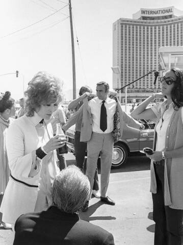 Production of the James Bond movie "Diamonds Are Forever" starring Sean Connery, center, and Ji ...