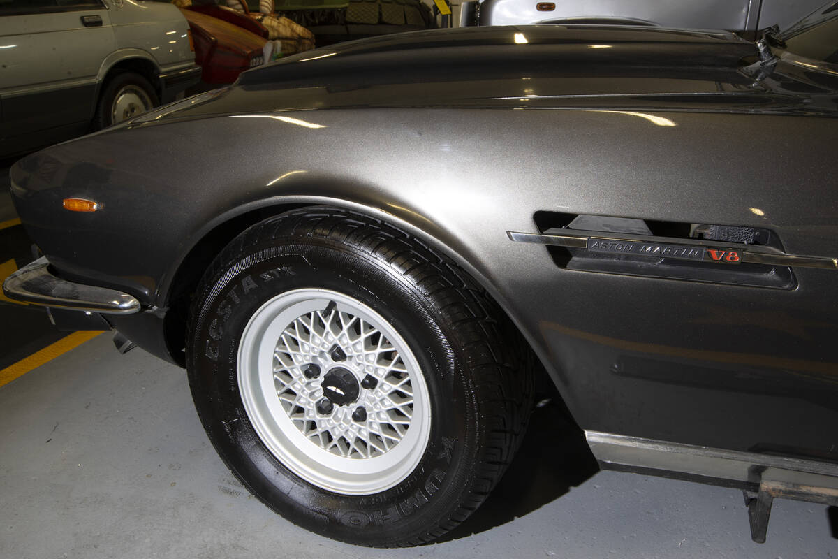 A James Bond film Aston Martin V8 Vantage is showcased at the Hollywood Cars Museum in Las Vega ...
