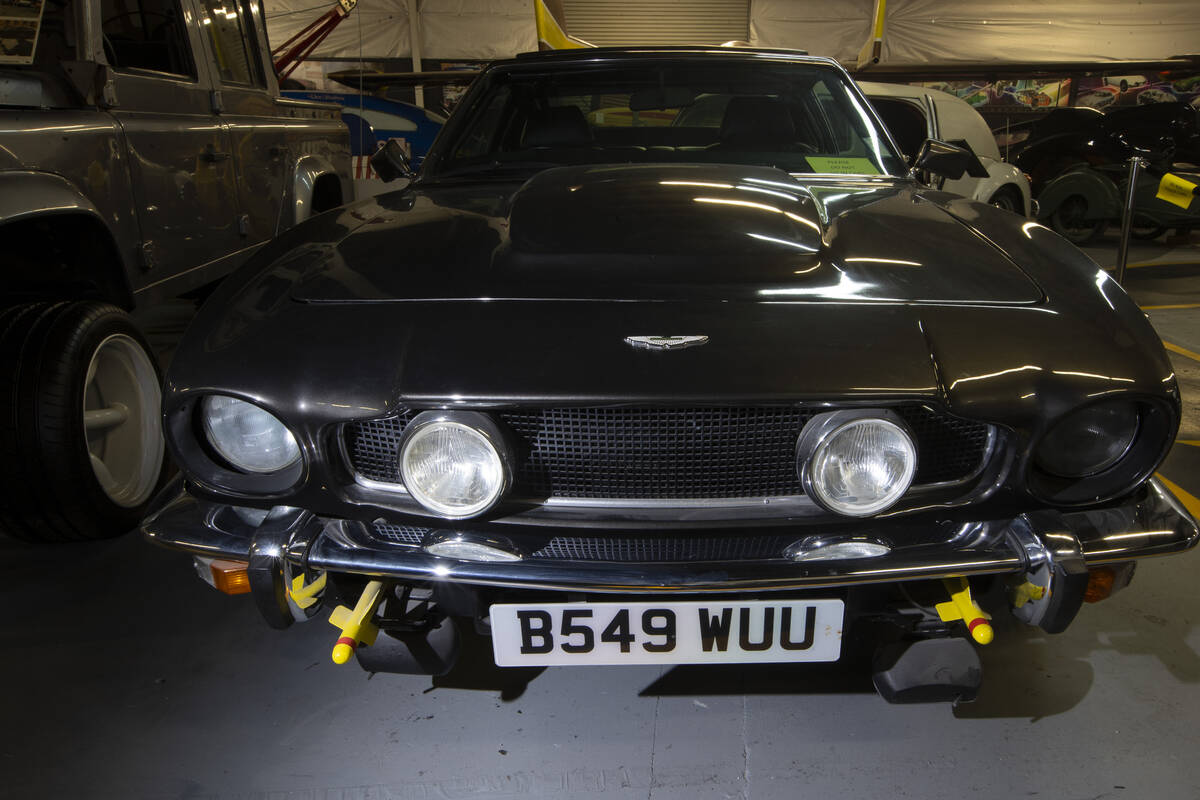A James Bond film Aston Martin V8 Vantage is showcased at the Hollywood Cars Museum in Las Vega ...