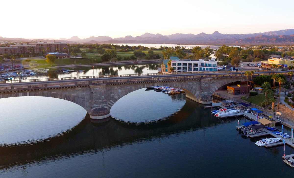 London Bridge stretching across a channel of the Colorado River is seen on Saturday, Oct. 2, 20 ...