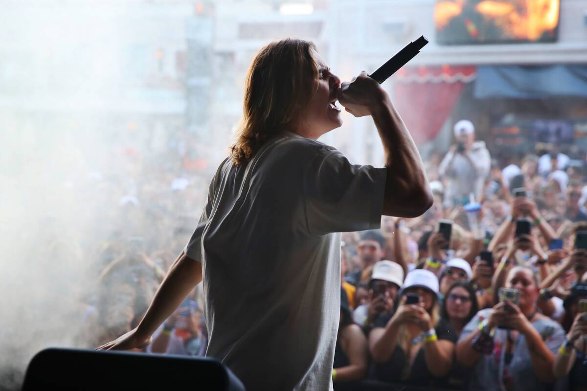 The Kid Laroi performs at XS Nightclub at Wynn Las Vegas on Oct. 9 as part of "Justin Bieber & ...