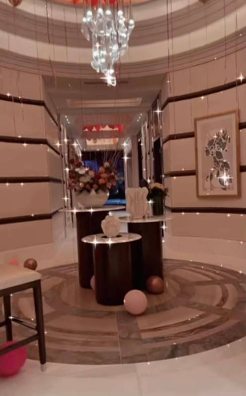 The decor at Resorts World Las Vegas for the Paris Hilton-Carter Reum dual bachelor/bachelorett ...