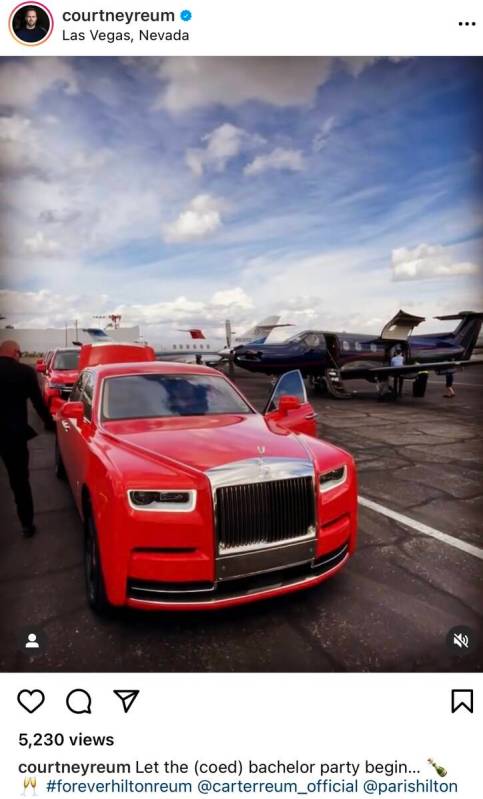 Resorts World Las Vegas limos for the Paris Hilton-Carter Reum dual bachelor/bachelorette party ...