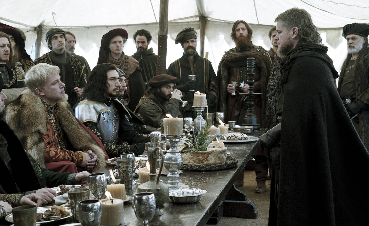 Ben Affleck, left, as Count Pierre d’Alencon, Adam Driver, second from left, as Jacques Le Gr ...