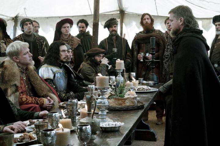 Ben Affleck, left, as Count Pierre d’Alencon, Adam Driver, second from left, as Jacques Le Gr ...