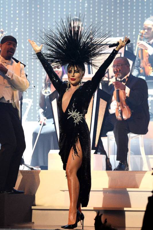 Lady Gaga performs during her 'JAZZ & PIANO' residency at Park Theater at Park MGM on October 1 ...