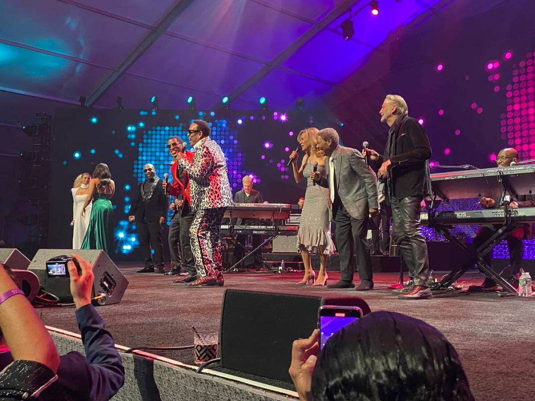 The show-ending performance of "Get Ready" is shown at the 25th Keep Memory Alive gala at Resor ...