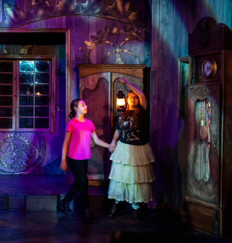 Alora Rivera, 10, left, and Ashlee Grubbs, 16, perform during a technical rehearsal for "The Sa ...