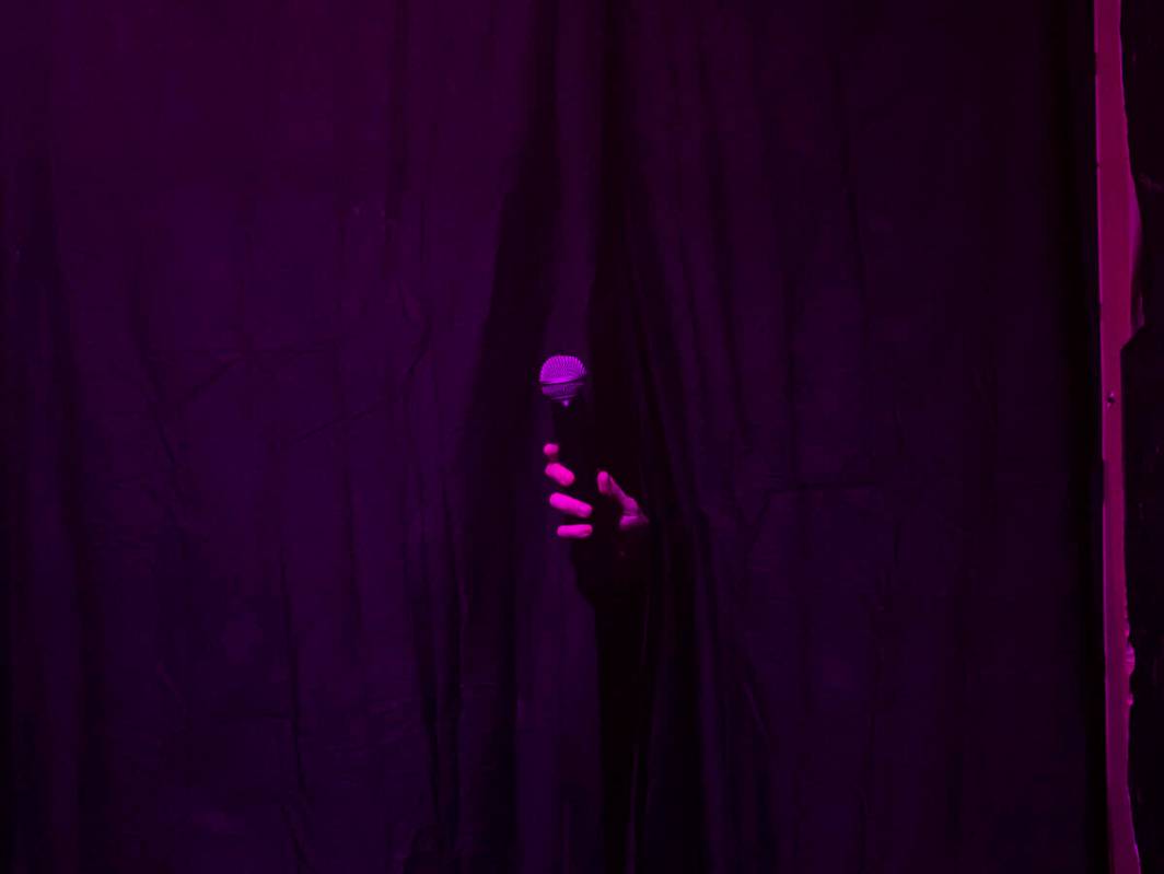 Cory Covell holds a mic during a media preview of ҈ot TrashӠat Majestic Repertory T ...