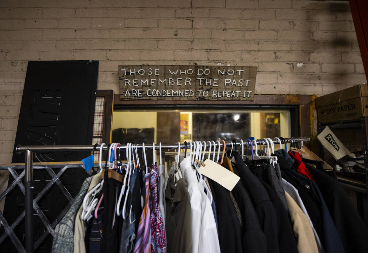 A sign backstage at Majestic Repertory Theatre is seen before the start of a rehearsal for a sh ...