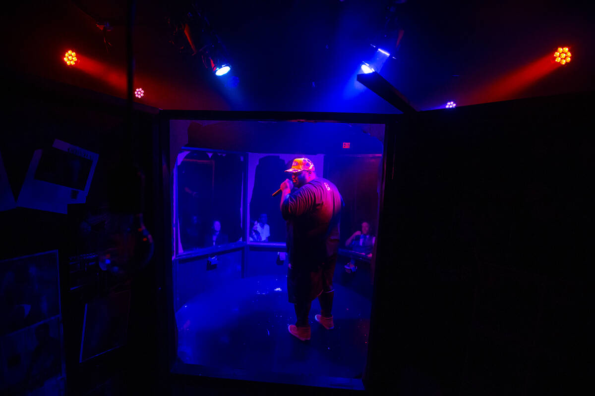 Hassan Hamilton performs in ҈ot TrashӠduring a show at Majestic Repertory Theatre i ...