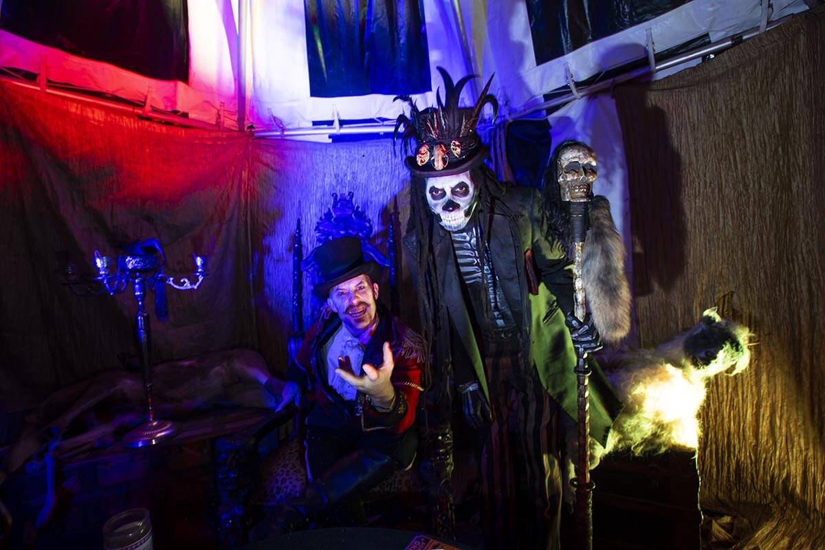 Circus and sideshow performers pose for a picture during the final day of the Electric Daisy Ca ...