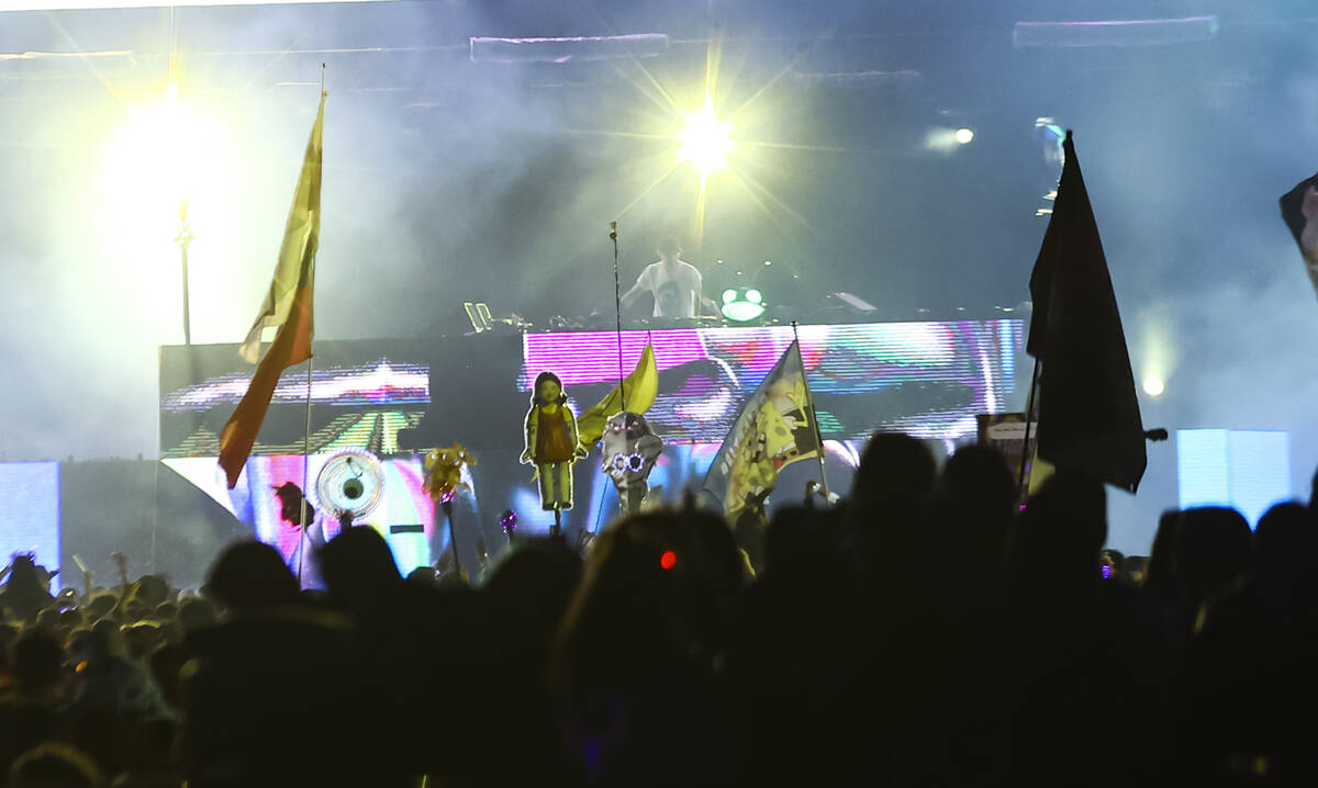 Deadmau5 performs at the Circuit Grounds stage during the second day of the Electric Daisy Carn ...