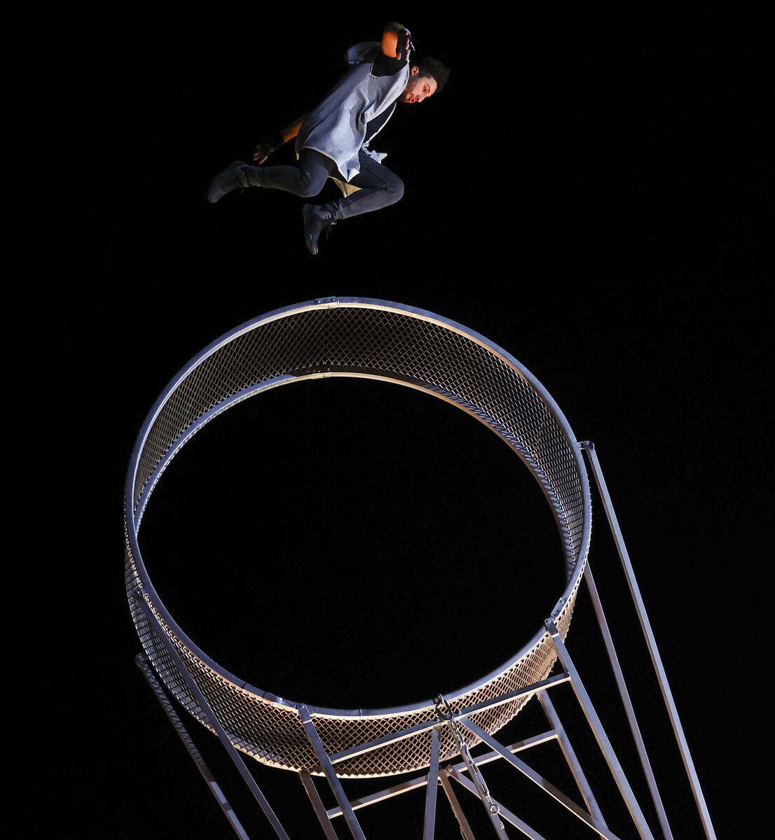 A man performs stunts in Nomads Land during the second day of the Electric Daisy Carnival at th ...