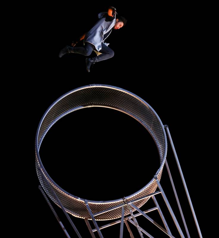 A man performs stunts in Nomads Land during the second day of the Electric Daisy Carnival at th ...