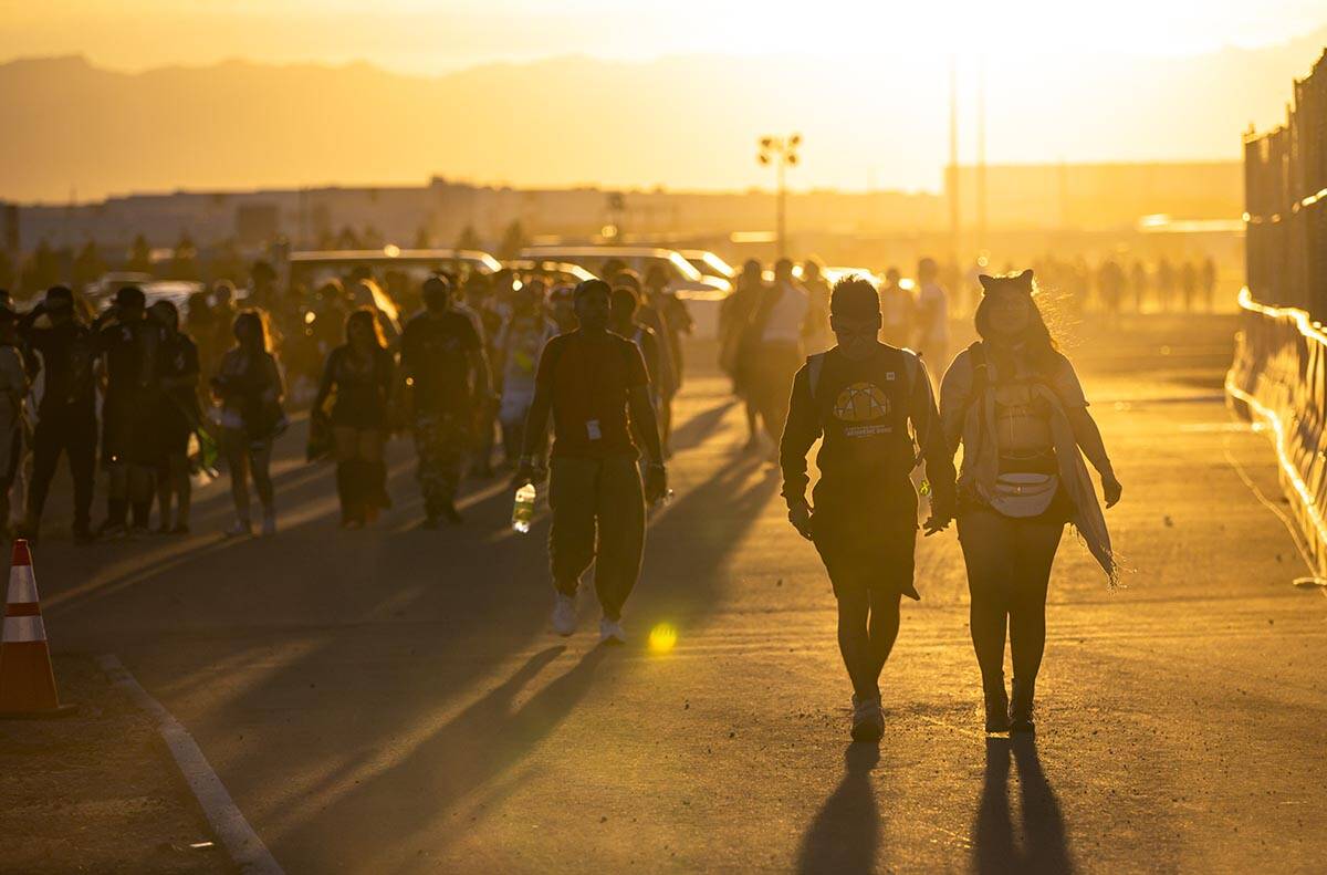 Attendees arrive for the first day of the Electric Daisy Carnival at the Las Vegas Motor Speedw ...