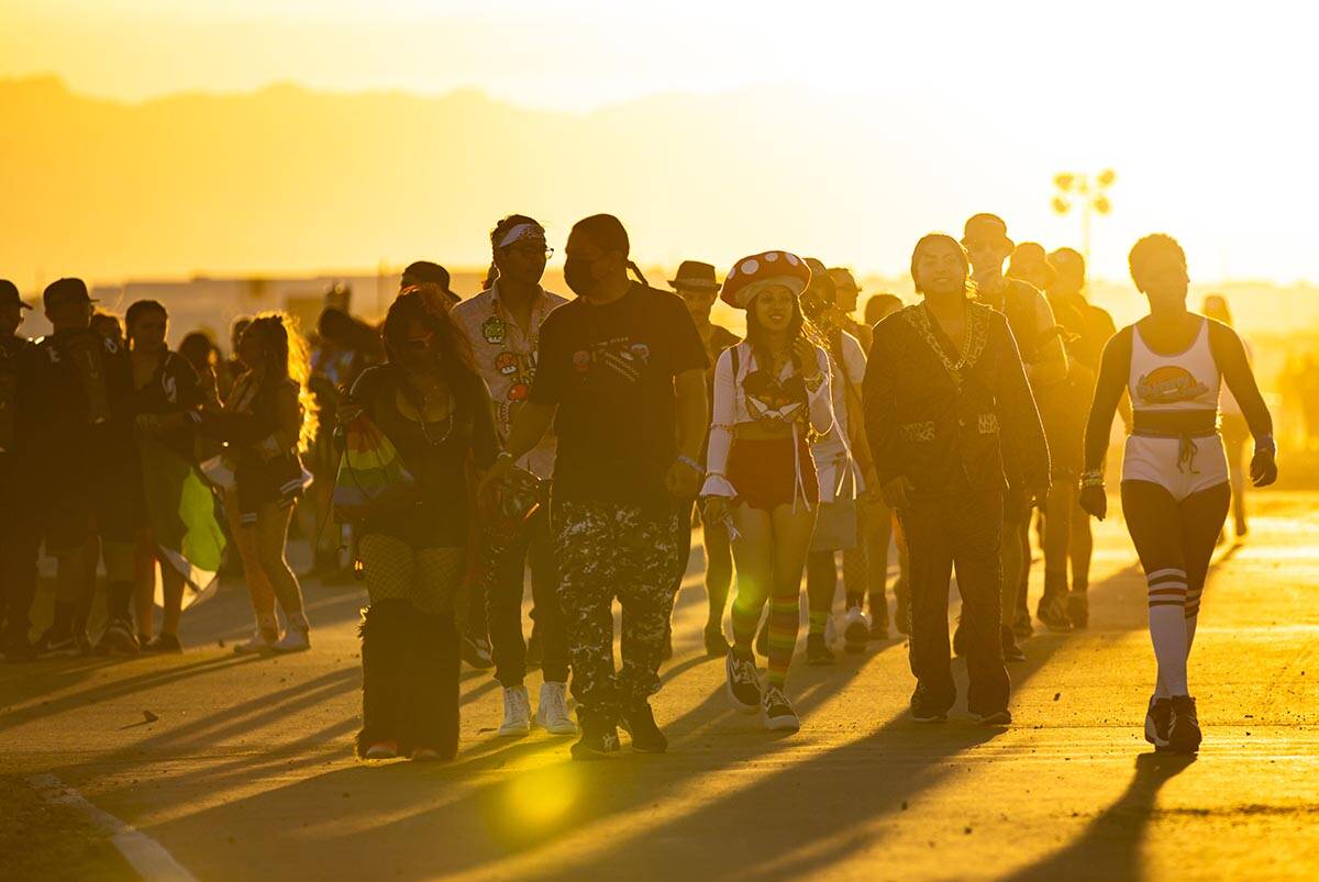 Attendees arrive for the first day of the Electric Daisy Carnival at the Las Vegas Motor Speedw ...