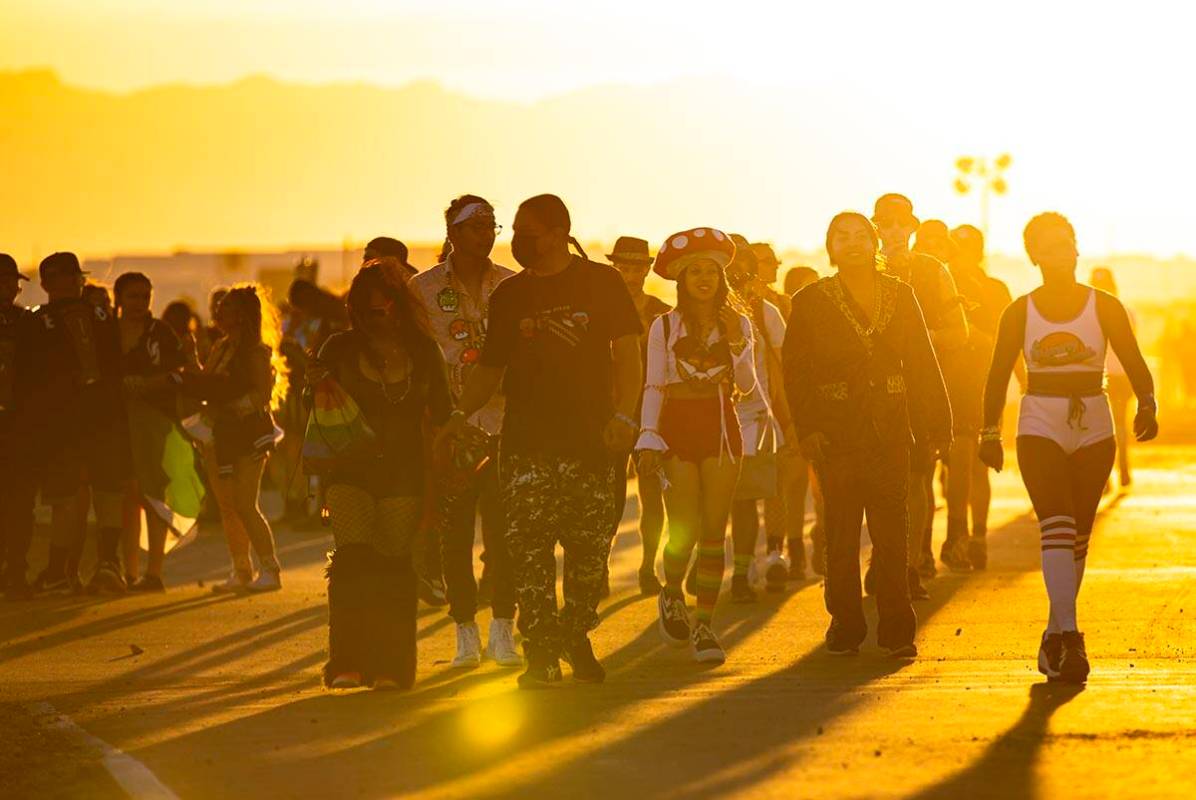 Attendees arrive for the first day of the Electric Daisy Carnival at the Las Vegas Motor Speedw ...