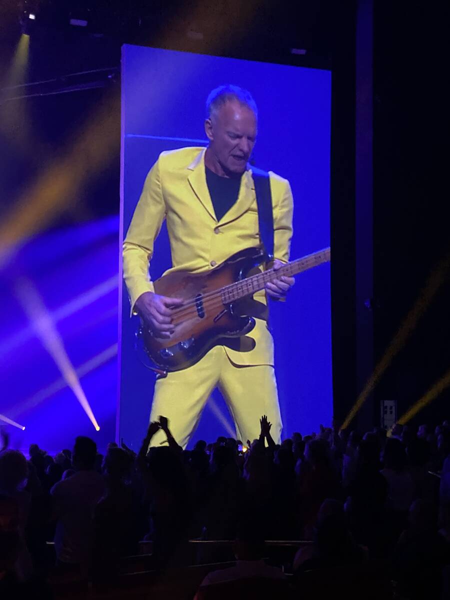 Sting performs during the premiere of "My Songs," his residency show at the Colosseum at Caesar ...
