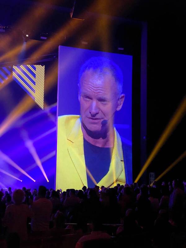 Sting performs during the premiere of "My Songs," his residency show at the Colosseum at Caesar ...